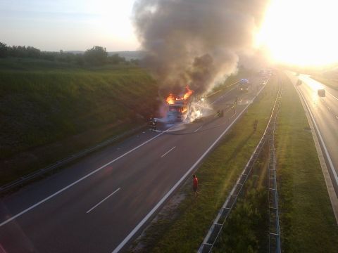 Pozar lawety na A4