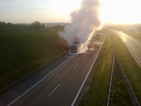 Pozar lawety na A4